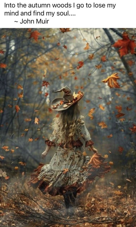 Witch Autumn Aesthetic, Autumn Magic Aesthetic, Autumn Witch Wallpaper, Autumn Witch Art, Poshmark Office, Halloween Cozy, Fall Witch, I Love Autumn, Autumn Woods