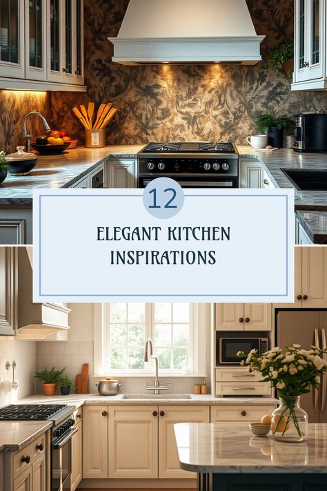 Looking to give your kitchen a fresh look? Check out these 12 stunning and elegant kitchen inspirations that will elevate your home. From luxurious cabinets to unique backsplashes, discover low-cost design ideas that highlight charm and style. We’ll explore modern trends, fresh color palettes, and essential décor tips. Perfect for homeowners dreaming of a stylish yet functional kitchen. Let these ideas spark your creativity and help you design a gourmet haven you’ll love cooking in. Your dream kitchen is just a pin away! Unique Backsplash, Cozy Breakfast Nook, Elegant Lighting Fixtures, Unique Textures, Fresh Color Palette, Fresh Color, White Countertops, Elegant Kitchens, Chic Pattern