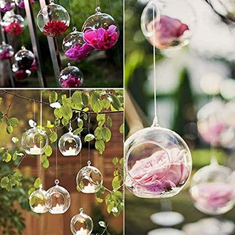 Hanging Glass Planters, Hanging Tea Lights, Tea Light Candle Holders, Plant Pot Diy, Candle Holders Wedding, Led Tea Lights, Glass Tea Light Holders, Glass Candlestick Holders, Hanging Candles