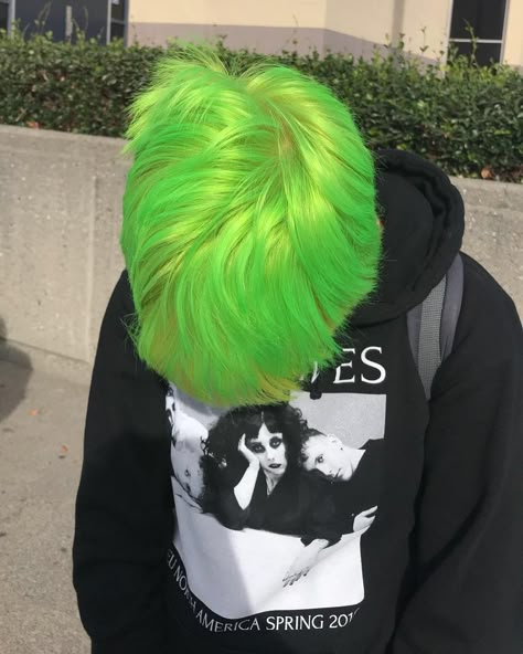 Green Hair Men, Neon Green Hair, Arctic Fox Hair Color, Neon Hair, Dye My Hair, Grunge Hair, Green Hair, Green Aesthetic, Neon Green