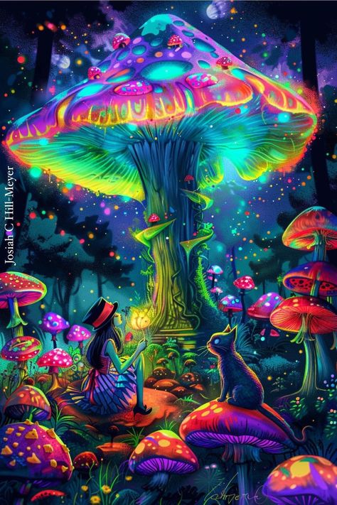 Creepy Clown Pictures, Trippy Pictures, Mushroom Paint, Mushroom Wallpaper, Whimsical Art Paintings, Mushroom Pictures, Trippy Designs, Psychadelic Art, Fantasy Wall Art