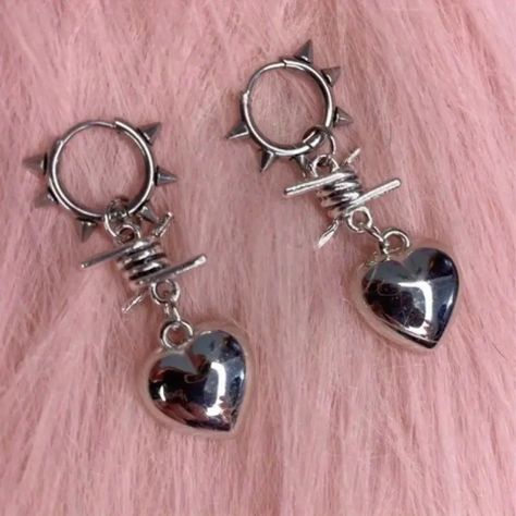 Retro Punk Hip Hop Goth Style Metal Heart Pendant Earrings - Temu Style Gothic, Heart Hoop Earrings, Alloy Earrings, Heart Dangle Earrings, Estilo Punk, Metal Heart, Party Earrings, Heart Drop Earrings, Gothic Style