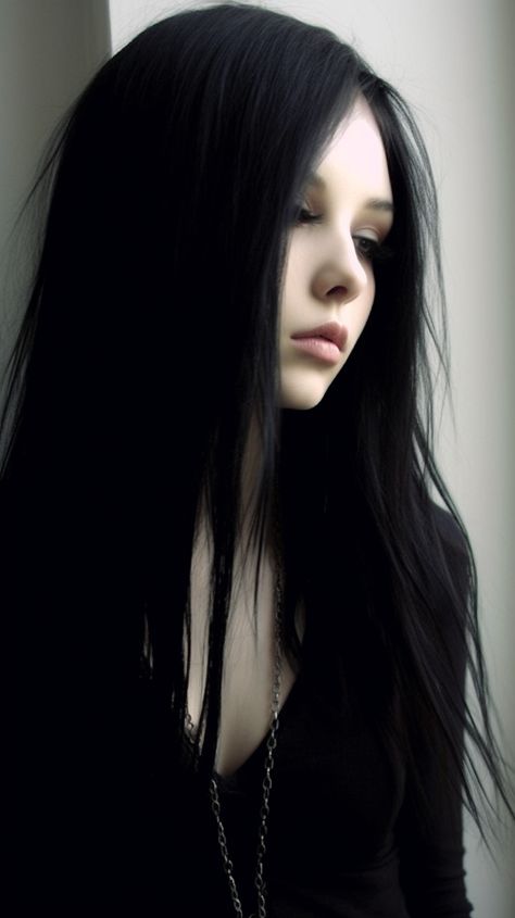 Raven Hair Color, Emo Hair Ideas, Gothic 1, Emo Hairstyles, Goth Hair, Hairstyles For Girls, Black Hair Color, Emo Hair