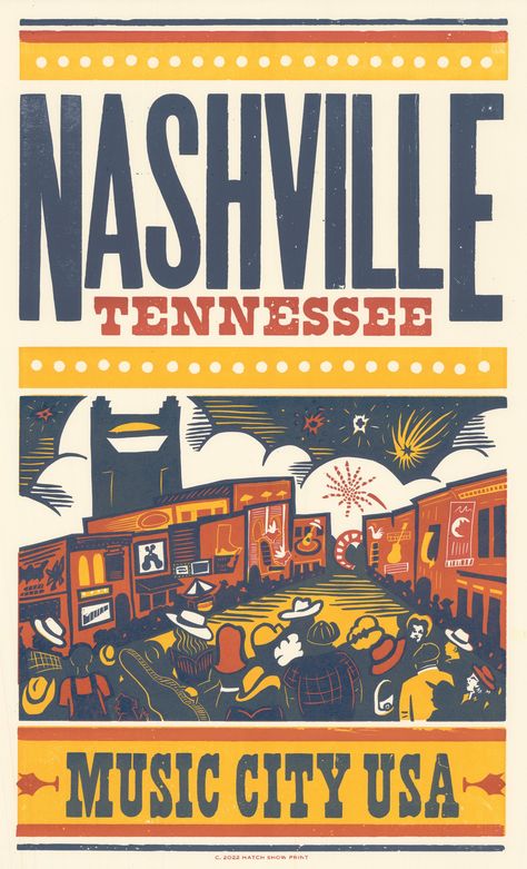 Greetings From Nashville, Nashville Illustration, Country Graphic Design, Concert Series Poster, Nashville Artwork, Country Music Poster, Nashville Design, Nashville Airbnb, Nashville Aesthetic