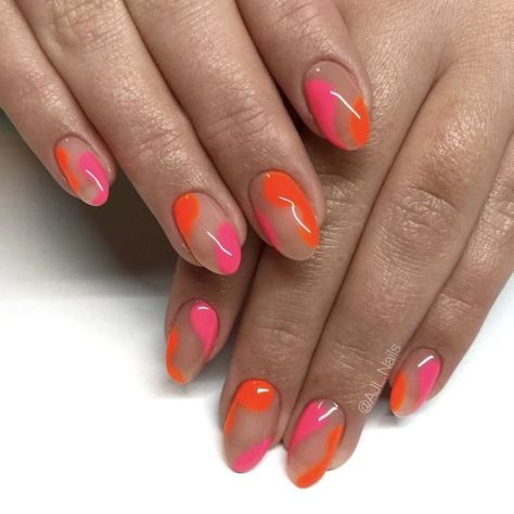 29 Natural Nail Designs for the Manicure Minimalist Pink And Orange Nail Designs, Blob Nails, Pink And Orange Nail, Space Abstract Art, Neutral Manicure, Neutral Nail Art Designs, Neutral Nails Acrylic, Leopard Nail Designs, Neutral Nail Art