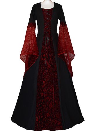 Elisabeth - Black and Red Narnian Clothes, Midevil Dress, Medieval Dresses, Vampire Dress, Dragons Clothes, Hollywood Costume, Theme Dress, Medieval Costume, Period Outfit