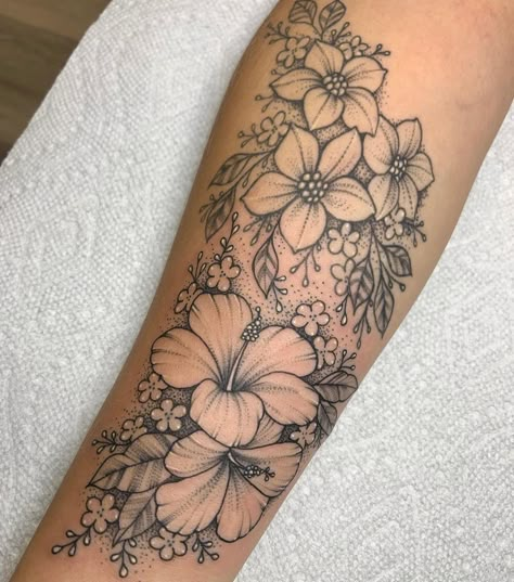 cascourt • Seguir Bittersweet Blackbird Tropical Floral Tattoo Sleeve, Florida Flowers Tattoo, Sunflower And Hibiscus Tattoo, Tropical Floral Tattoo, Beach Flower Tattoo, Tropical Flower Tattoo, Valhalla Tattoo, Tropical Flower Tattoos, Cute Shoulder Tattoos