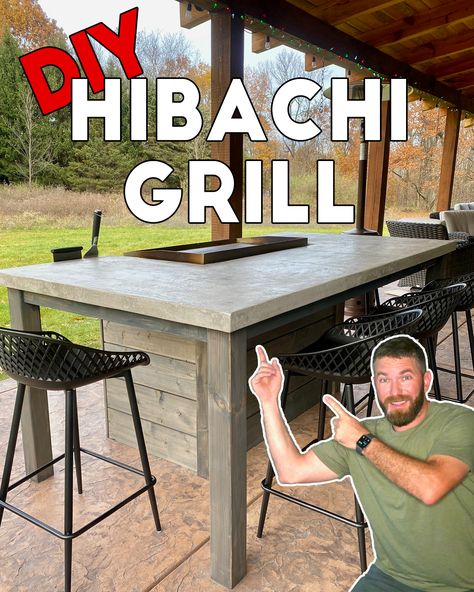 Diy Hibachi Grill, Outdoor Hibachi Grill, Grilling Table, Diy Grill Table, Bbq Shed, Hibachi Grill, Design Grill, Outdoor Grill Station, Patio Grill