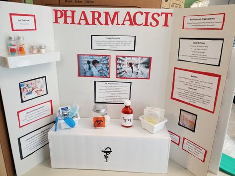 Tri Fold Poster Board Ideas Creative Science Fair, Tri Fold Science Project Display, Pharmacy Career Day Ideas, Career Board Project, Science Project Trifold Board Ideas, Career Booth Ideas, Career Trifold Board Ideas, Trifold Poster Board Ideas Medical, Tri Fold Board Ideas Projects