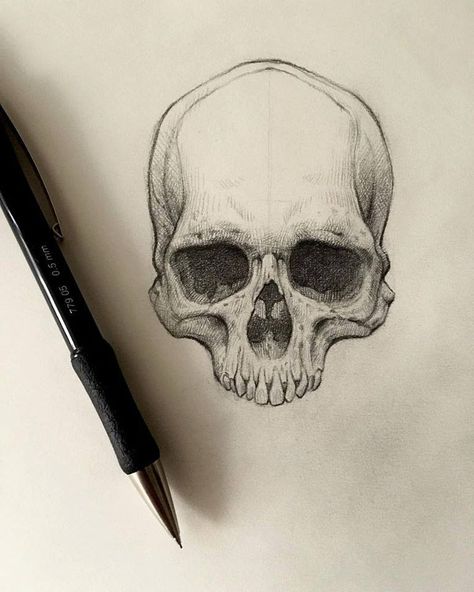 Small Skull Drawing, Creepy Skull Drawing, Skull Drawing Sketches, Character Tattoos, Skull Reference, Skull Sketch, Arte Cholo, Cartoon Character Tattoos, Skull Art Drawing