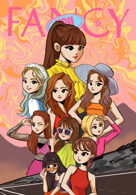 Twice Fancy Fan Art by @chiiinken (twitter) Twice Cartoon, Female Fanart, Twice Fancy, Cartoon Pfp, Pfp Kpop, Twice Fanart, Krishna Flute, Funny Animated Cartoon, Fancy Art