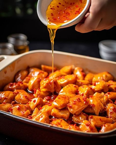 Dump this magic sauce over raw chicken in casserole & get a decadent meal in no time Magic Sauce, Chicken Bites Recipes, Sweet Chili Chicken, Chili Chicken, Chicken Entrees, Raw Chicken, Chicken Main Dishes, Chicken Bites, Sweet Chili Sauce