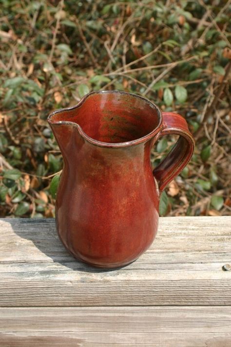 Seagrove Nc, Pottery Creamer, Nc Pottery, Creamer Pitcher, Red Glaze, Pottery Pitcher, Functional Pottery, Decorative Pottery, Glazes For Pottery