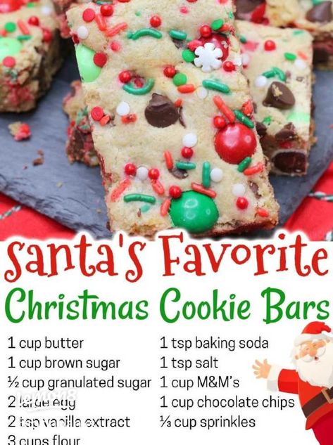 Christmas Cookie Bars, Dessert Christmas, Christmas Baking Recipes, Christmas Sprinkles, Christmas Candy Recipes, Holiday Snacks, Cookies Christmas, Christmas Dessert, Christmas Food Desserts