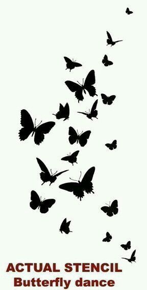 Butterfly Silhouettes Tattoo Idea Tiny Bird Tattoo, Wall Art Stencils, Tattoo Butterflies, Butterfly Stencils, Black Butterfly Tattoo, Tiny Bird Tattoos, Silhouette Butterfly, Tile Stencils, Flying Tattoo