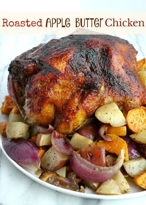 Roasted Apple Butter Chicken Apple Butter Chicken, Hen Recipes, Cornish Hen, Apple Butter Recipe, Roasted Apples, Poultry Dishes, Gourmet Dinner, Roast Chicken Recipes, Crusted Chicken