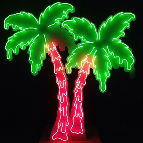 Brad Hansen Neon Melting Palm Trees Neon Palm Tree, Neon Sign Art, Neon Moon, Neon Words, Neon Decor, Vintage Neon Signs, All Of The Lights, Neon Nights, Neon Aesthetic