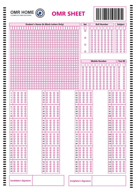 Get 120 Questions OMR Sheet Sample designed by www.omrhome.com, OMR Sheet can be downloaded and can be used by educators, examiner and candidates for practice or test. Omr Sheet, Volume Math, Neet Exam, Verb Forms, Answer Sheet, India Facts, Keyboard Typing, 100 Questions, Traffic Signal