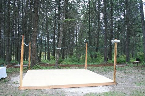 diy dance floor Diy Wedding Dance Floor, Outdoor Dance Floors, Diy Outdoor Weddings, Diy Backyard Wedding, Party Seating, Diy Seating, Dance Floor Wedding, Dance Floors, Camp Wedding