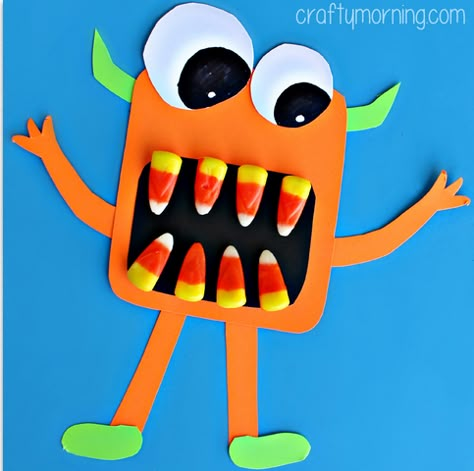 candy corn monster craft for halloween Easy Halloween Party Crafts, Halloween Crafts For Kids To Make, Halloween Party Craft, Candy Corn Crafts, Crafty Morning, Halloween Art Projects, Monster Craft, Image Halloween, Monster Crafts