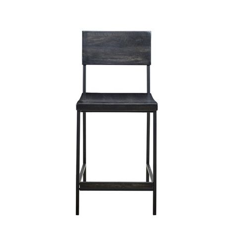 Greyleigh Bagnell 24.8" Bar Stool & Reviews | Wayfair Loft Aesthetic, Counter Stools With Backs, Counter Seating, Wood Counter Stools, Counter Bar, Black Bar Stools, Stools With Backs, Wood Counter, Wood Stool