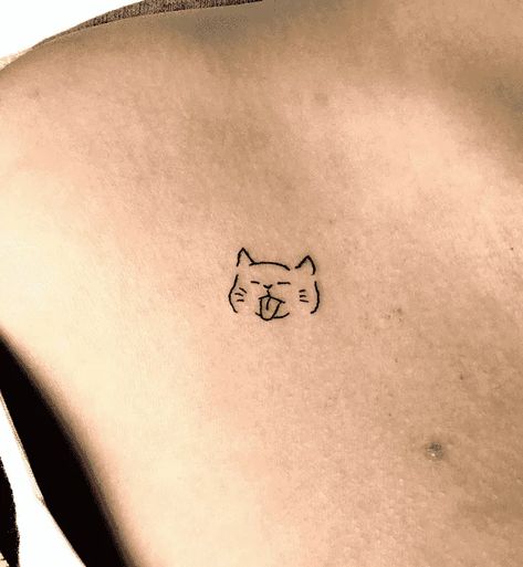 Cat Tattoo Design Images (Cat Ink Design Ideas) Miniature Tattoos, Cat Tattoo Simple, Tato Minimal, Cat Tattoo Small, Tattoos Geometric, Doodle Tattoo, Cat Tattoo Designs, Cute Tiny Tattoos, Cute Small Tattoos