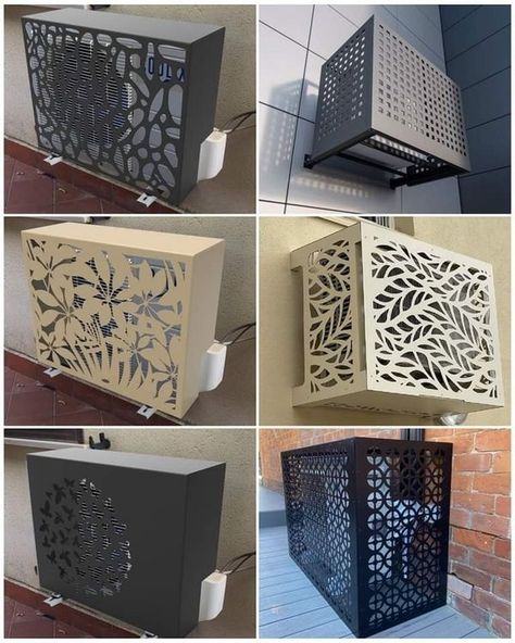 Outdoor Ac Unit, Air Conditioner Cover Outdoor, Ac Unit Cover, Air Conditioning Cover, Air Conditioner Cover, Classic Furniture Design, Booth Decor, Terrace Garden Design, Laser Cut Panels