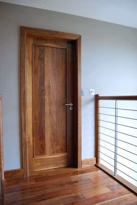 Walnut Internal Doors, Solid Wood Doors Interior, Wooden Skirting Boards, Walnut Trim Interior, Walnut Doors Interior, Solid Door Design, Walnut Interior Doors, Solid Wood Door Design, Wood Frame Door