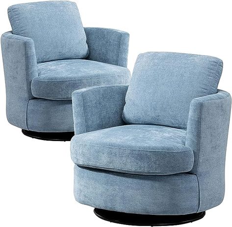 Amazon.com: LUCKHAO Swivel Barrel Chair Set of 2, 31.9" W Chenille Round Swivel Accent Chairs for Living Room, Comfy Modern 360 Degree Swivel Club Chair, Armchair for Bedroom,Lounge,Hotel,Nursery(Light Gray) : Home & Kitchen Light Blue Accent Chair, Swivel Accent Chairs, Living Room Comfy, Bucket Chairs, Blue Accent Chairs, Swivel Club Chairs, Accent Chair Set, Nursery Chair, Swivel Barrel Chair