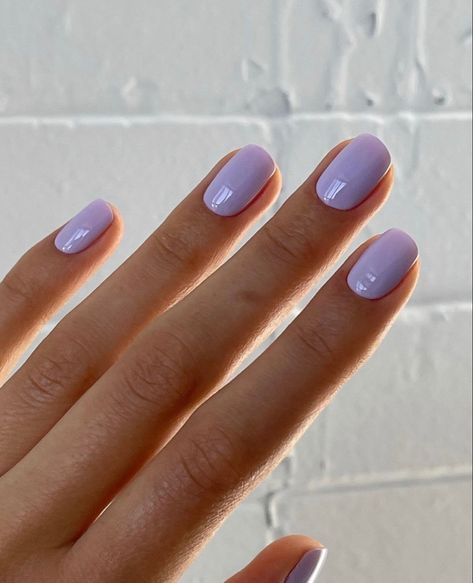 Solid Color Manicure, Pastel Color Nails, Gell Nails, Short Natural Nails, Violet Pastel, 2024 Ideas, Short Gel Nails, Lavender Nails, Round Nails