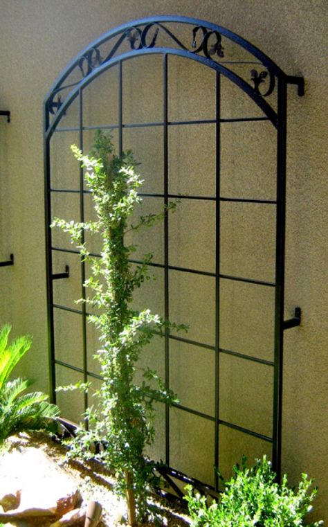 Wrought Iron Trellises In Las Vegas • Artistic Iron Works Garden Trellis Panels, Pergola Plans Roofs, Wrought Iron Trellis, Iron Pergola, Attached Pergola, Iron Trellis, Pergola Swing, Pergola Ideas, Garden Waterfall