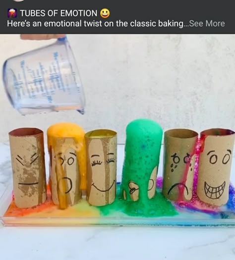 Tube of emotion Emotion Science Preschool, Emotions Science Preschool, Emotions Activities Preschool Crafts, Feelings And Emotions Preschool Science, Our Emotions Preschool, My Feelings Theme Preschool, Emotional Sensory Activity, Emotion Projects For Preschoolers, Emotion Experiment For Kids