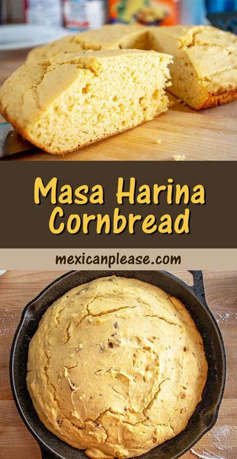 Masa Cornbread Recipe, Recipes With Masa Flour, Masa Harina Cornbread, Cornbread Mexican, Maseca Recipes, Corn Flour Bread, Corn Flour Recipes, Masa Recipes, Decadent Cheesecake