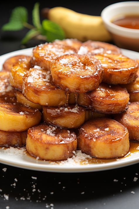 Transform your mornings with Pan Fried Cinnamon Bananas! These caramelized slices are the perfect topping for ice cream, yogurt, pancakes, or French toast. Quick, easy, and irresistibly delicious. Try them today and add a touch of sweetness to your breakfast. Fried Banana Pancakes, Cinnamon Fried Bananas, Indonesian Pancakes, Pan Fried Bananas Healthy, Pan Fried Bananas Cinnamon, Banana Caramel French Toast, Peanut Butter Banana Cinnamon Toast, Cinnamon Bananas, Ice Cream Yogurt