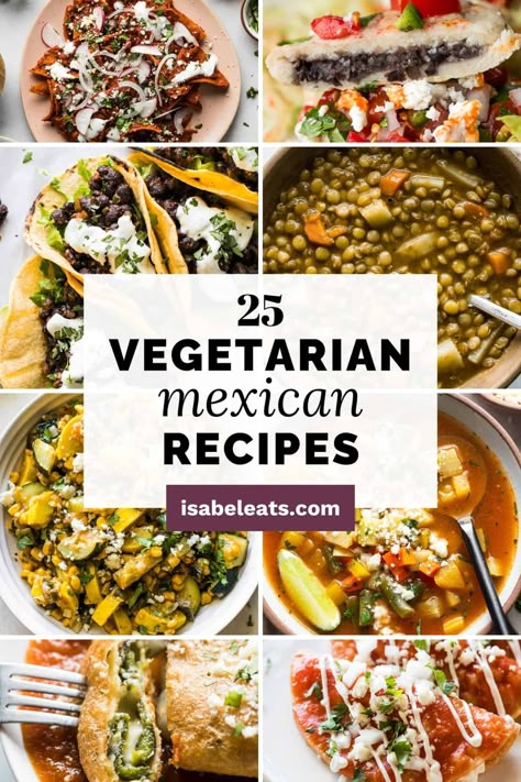 We've rounded up our 25 best vegetarian Mexican recipes! From traditional Mexican dishes like enfrijoladas, featuring tortillas dipped in a silky black bean puree, to a flavorful veggie-packed soup that comes together in 30 minutes, there's something here for everyone. Vegetarian Mexican Dinner, Veggie Mexican Recipes, Meatless Mexican Recipes, Mexican Vegetable Dishes, Mexican Food Recipes Vegetarian, Campervan Meals, Mexican Vegetarian Recipes, Black Bean Puree, Mexican Vegetable Soup