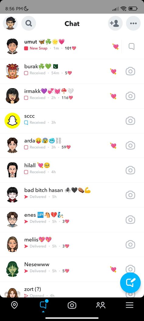 snapchat friend list Snapchat Chats Messages, Snapchat Chats, Snapchat Messages, Girly Anime, Creative Snaps, Snapchat Message, Creative Snaps For Snapchat, Chat Conversation, Snapchat Ideas