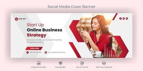 Creative business social media facebook ... | Premium Vector #Freepik #vector #conference-banner #web-poster #creative-marketing #webinar-banner Cover Photo Template, Facebook Cover Photo Template, Cover Photo Design, Facebook Header, Facebook Cover Photo, Creative Banners, Banner Design Inspiration, Facebook Cover Design, Business Social Media