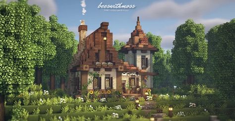 Cute old brick cottage 🌿🌻🏳️‍🌈 Minecraft Map Minecraft Brick, Ninetales Pokemon, Cottage Minecraft, Cottage In The Forest, Minecraft House Ideas, Flower Forest, Brick Cottage, Minecraft Structures, Minecraft Farm