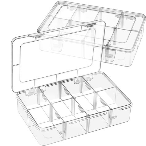 PRICES MAY VARY. Value pack of 2: You will get 2 pcs 8-grid clear plastic storage boxes with dividers and 2 sizes of blank labels in total 77 pcs for easy marking of your items and easy identification Premium material: These clear bead organizer containers are made of thickened PP material, BPA-free, odorless, sturdy, with smooth edges, safe, convenient and comfortable to use Removable dividers: Small parts box with 6 removable dividers that can be taken apart in different combinations (8, 7, 6, Vitamin Organizer, Organizer Containers, Bead Organizer, Compartment Organizer, Sewing Supplies Storage, Bead Organization, Kids Bedroom Designs, Blank Labels, Bead Storage