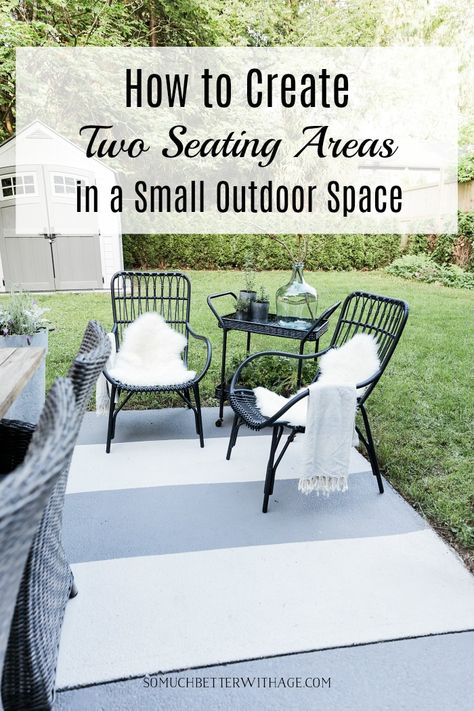 How to Create Two Outdoor Seating Areas in a Small Space | So Much Better With Age | I’ll show you how to create two outdoor seatings areas in a small space today. I love having an eating area and a cozy spot to enjoy a glass of wine. #patio #outdoorliving #summerstyle Seating Corner, Outdoor Makeover, Eating Area, Backyard Furniture, Outdoor Wicker Furniture, Outdoor Eating, Cozy Outdoor, Bedroom Seating, Outdoor Furniture Plans