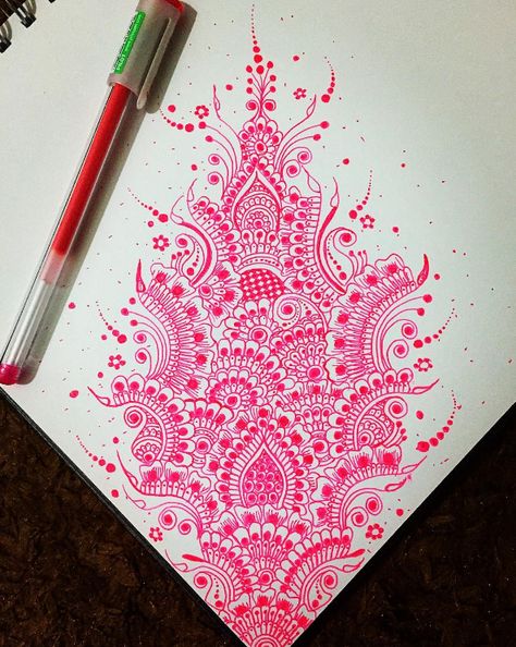 Colour Pen Art Sketch, Glitter Pen Drawings, Colour Pen Mandala Art, Glitter Pen Art Ideas, Glitter Pen Doodles, Pink Pen Drawing, Mandala Sketch Colourful, Glitter Pen Drawing, Pink Mandala Art