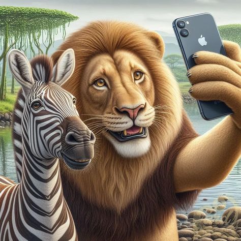 https://card9.com/ai/lion-and-ox-selfie Lions Photos, Lion Art, Safari Birthday, Ox, People Around The World, Selfies, Animals Friends, Lion, Painting & Drawing