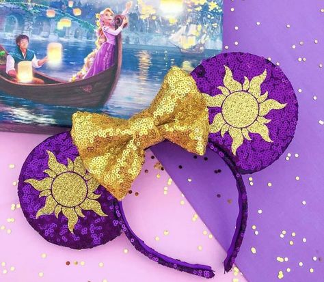 Tangled Mickey Ears, Sun Tangled, Tangled Ears, Rapunzel Ears, Rapunzel Party Ideas, Tangled Costume, Rapunzel Sun, Tangled Sun, Couples Disney