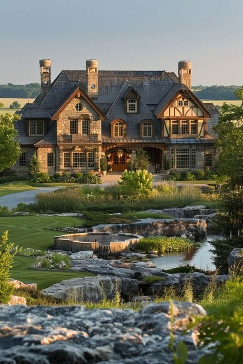 Old Mansion Exterior, Canada Mansion, Art Deco Home Design, English Style House, Cottage Mansion, Big Cottages, Mansion Exterior, Luxury Houses Mansions, Countryside House