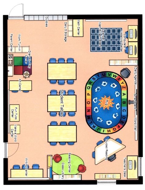 Kindergarten Classroom Layout, Classroom Floor Plan, Preschool Classroom Layout, Preschool Classroom Setup, Classroom Setup Elementary, Kindergarten Classroom Setup, Daycare Design, Preschool Rooms, Sped Classroom