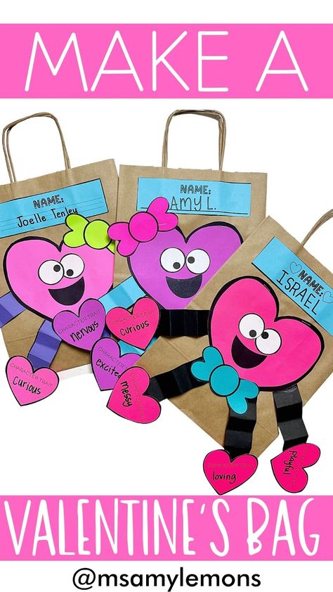 Student Valentines, Valentines Day Bags, Amy Lemons, Student Crafts, Reading Activity, Valentine's Day Games, Gift Sack, Kids Classroom, Classroom Valentine