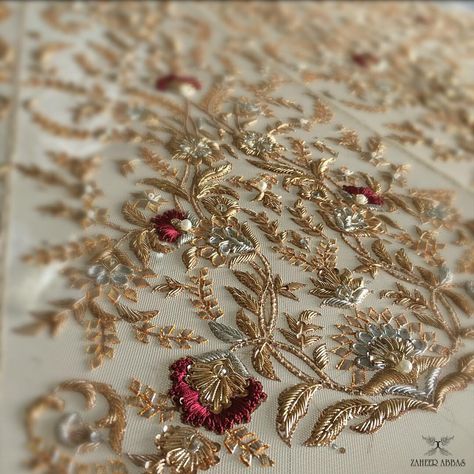 533 Likes, 8 Comments - Zaheer Abbas (@zaheerabbasofficial) on Instagram: “details from a customised bridal ! #details #couture #bridalcouture #handembroidery…” Zardosi Embroidery, Gold Work Embroidery, Hand Work Design, Zardozi Embroidery, Bridal Details, Couture Embroidery, Hand Work Embroidery, Embroidery Works, Paper Embroidery