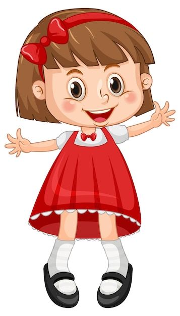 Free vector little cute girl in red dres... | Free Vector #Freepik #freevector #girl-drawing #cartoon-drawing #girl-clipart #girl-cartoon Red Day Celebration, Dress Clipart, Ribbon Clipart, Dress Vector, Smiling Girl, Girl Red Dress, Girl In Red, Red Day, Bright Dress