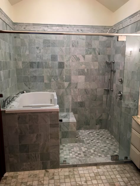 Stylish Walk-in Tub and Shower Combination | Mansfield Plumbing Walk In Tub Shower, Bathroom Tub Shower Combo, Makeover Kamar Mandi, Bathtub Shower Combo, Shower Tub Combination, Walk In Bath, Bathroom Tub Shower, Walk In Bathtub, Walk In Tubs