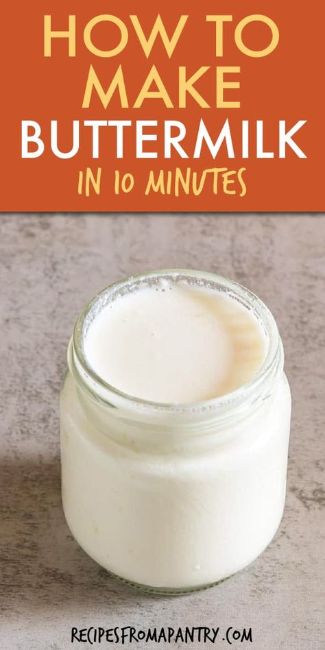 Make Buttermilk From Milk, Buttermilk From Milk, Make Buttermilk, Buttermilk Substitute, How To Make Buttermilk, Buttermilk Recipes, Homemade Buttermilk, Baking Goods, Homemade Condiments